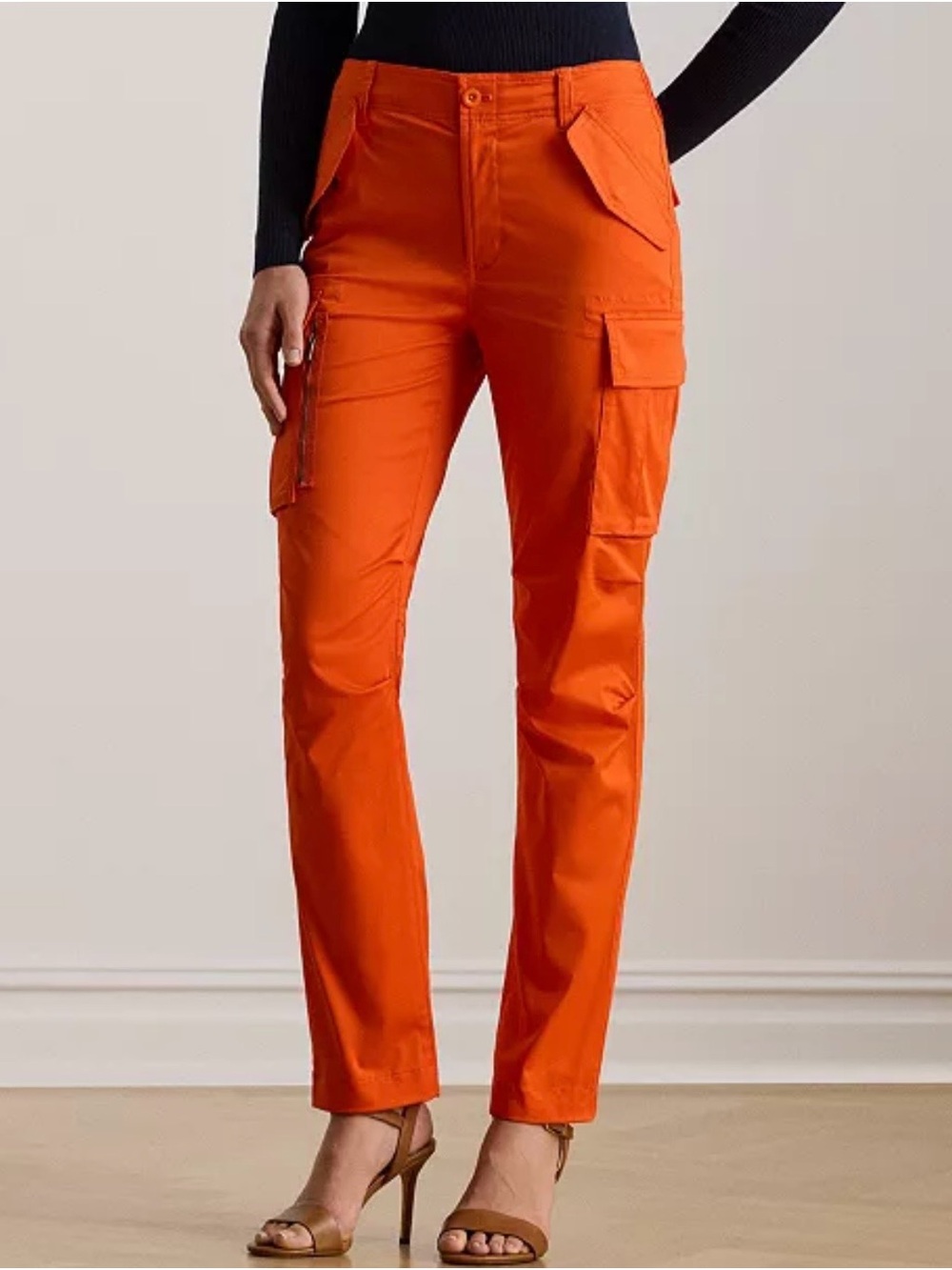 Lauren Ralph Lauren Women’s Cotton Sateen Cargo Pants Orange Size 10 NWT